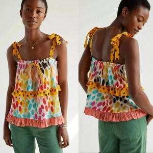 Anthropologie Conditions Apply Ruffled Tie-strap Cami Small NWT $118